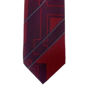 Vitaliano Pancaldi Mens Luxury Designer Tie 100% Silk Burgundy Necktie ITALY EUC